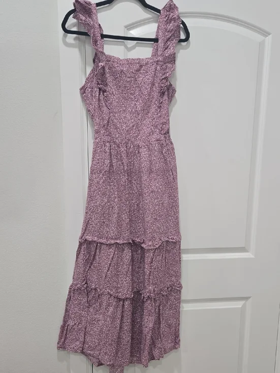 Universal Thread Dusty Lavender Ruffle-Strap Tiered Maxi Dress - Picture 1 of 5